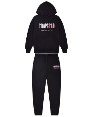 Trapstar Decoded Chenille Hooded Tracksuit Black / Pink | USQAJI-625