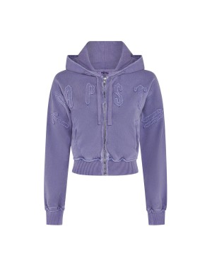 Trapstar Irongate Cropped Batwing Zip Hoodie Purple | TXKSBI-130