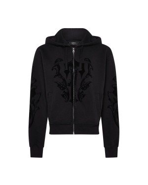 Trapstar Irongate Royal-T Flock Zip Hoodie Black | OBJXNQ-943