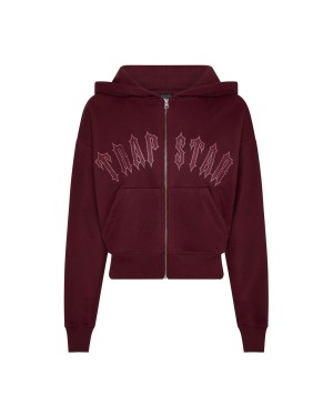 Trapstar Mesh Irongate Arch Hoodie Burgundy | CJDKIU-368