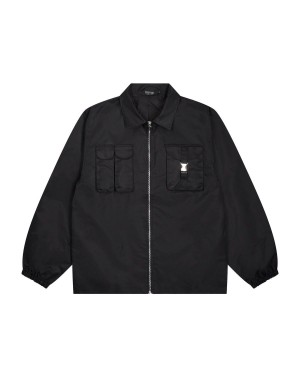 Trapstar Nylon Twill Coach Jacket Black | YBVFXS-276