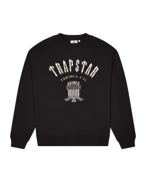 Trapstar Trapstar x Avirex Crew Sweater Black | IAQHGN-159