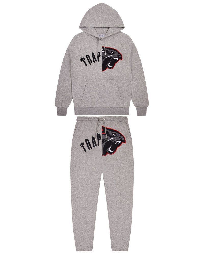 Trapstar Arch Shooters Hoodie Tracksuit Grey / Red | VQCZJN-132