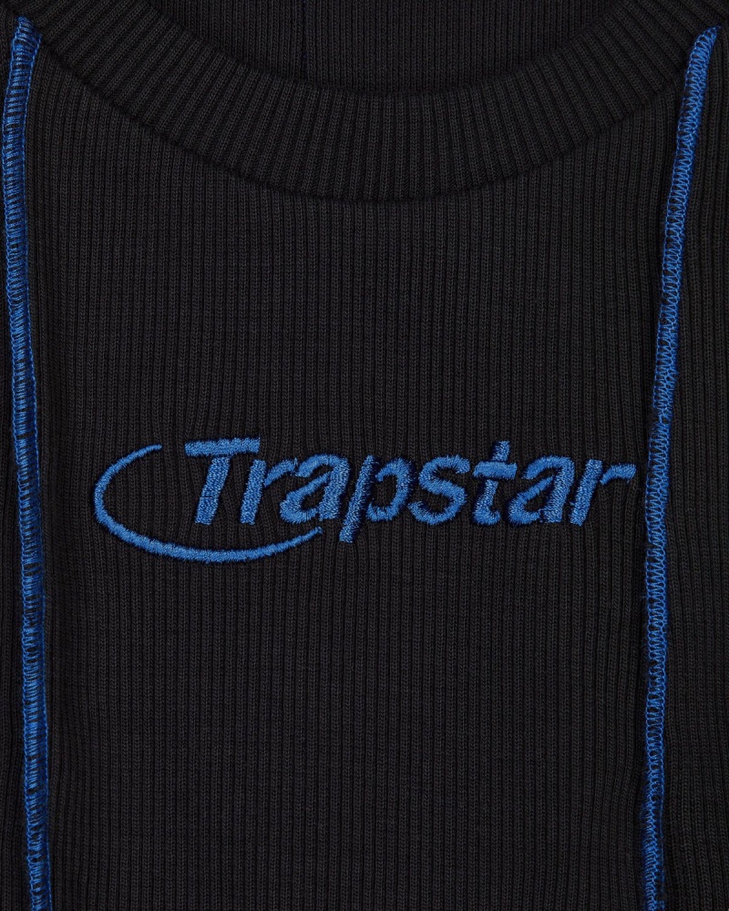 Trapstar Baby Lock Detail Vest Black / Blue | WHFKVX-724