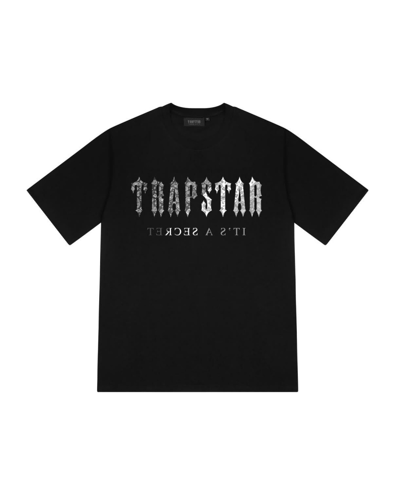 Trapstar Decoded Paisley Monochrome Edition Tee Black | VGSMBX-714