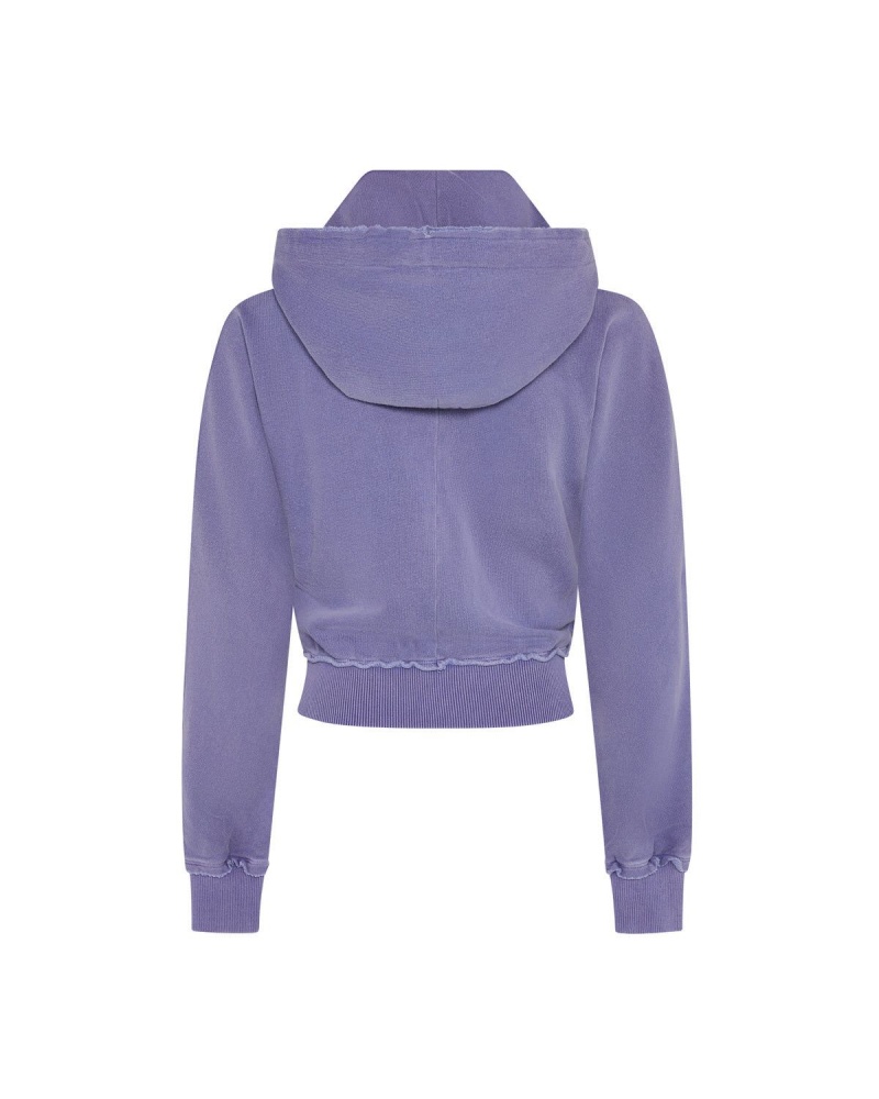 Trapstar Irongate Cropped Batwing Zip Hoodie Purple | YRZAEO-279