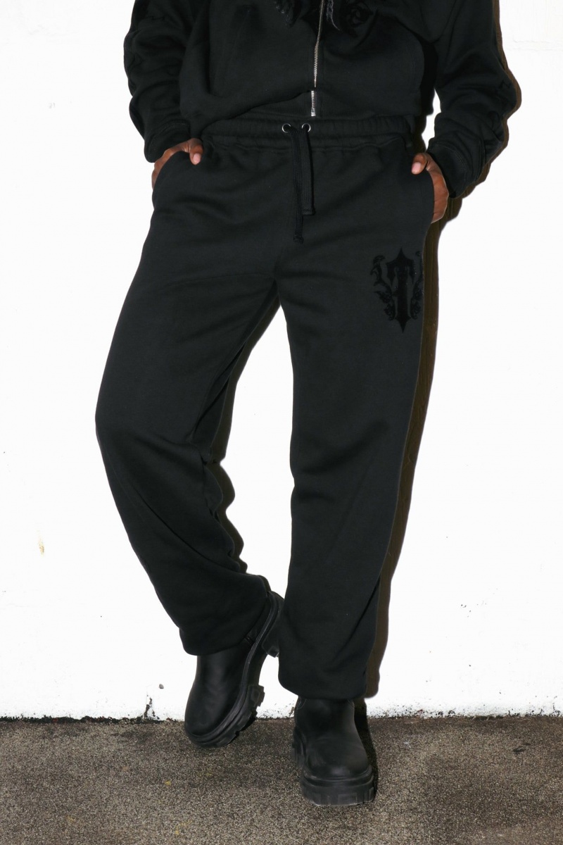 Trapstar Irongate Royal-T Flock Jogging Bottoms Black | NTQWZE-039