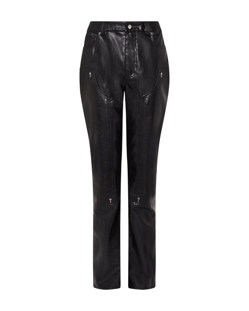 Trapstar Irongate T Stud Vegan Leather Pants Black | ZSCRFP-548