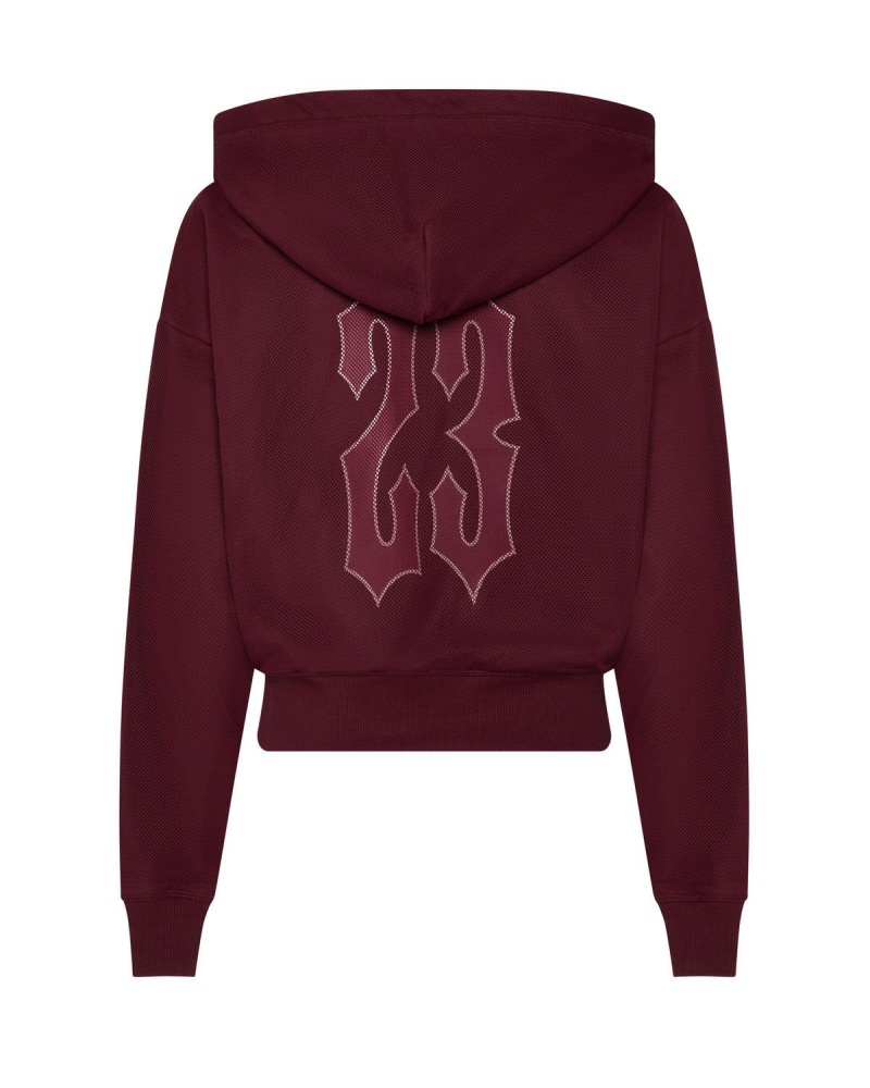 Trapstar Mesh Irongate Arch Hoodie Burgundy | CJDKIU-368