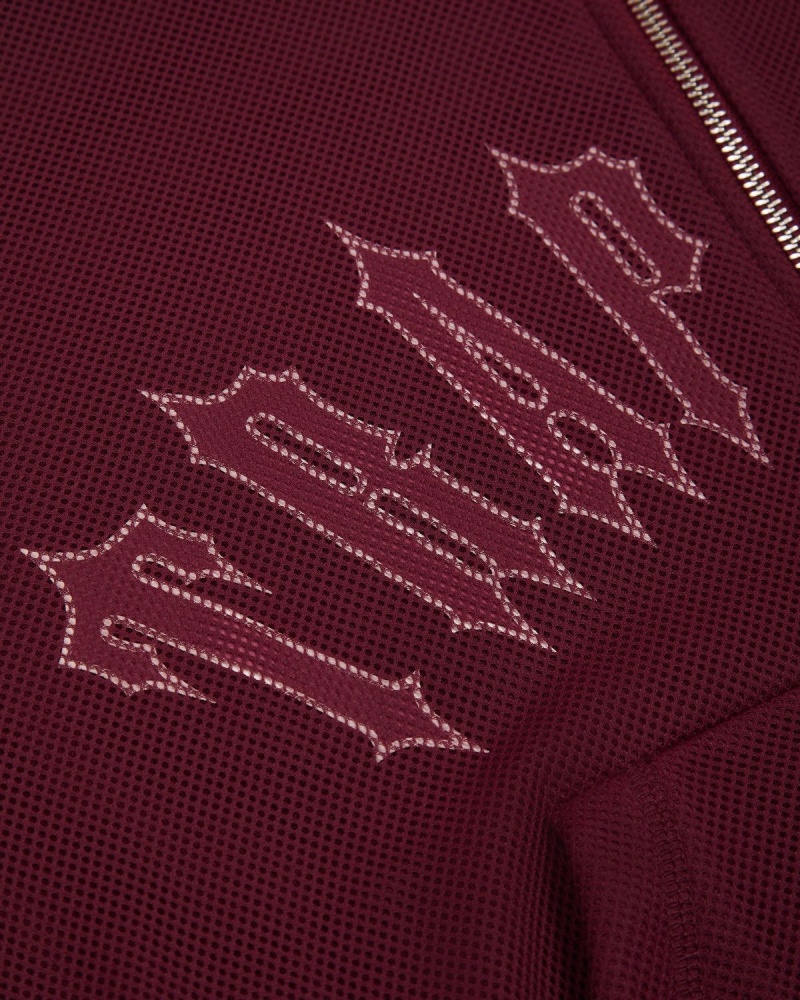 Trapstar Mesh Irongate Arch Hoodie Burgundy | CJDKIU-368