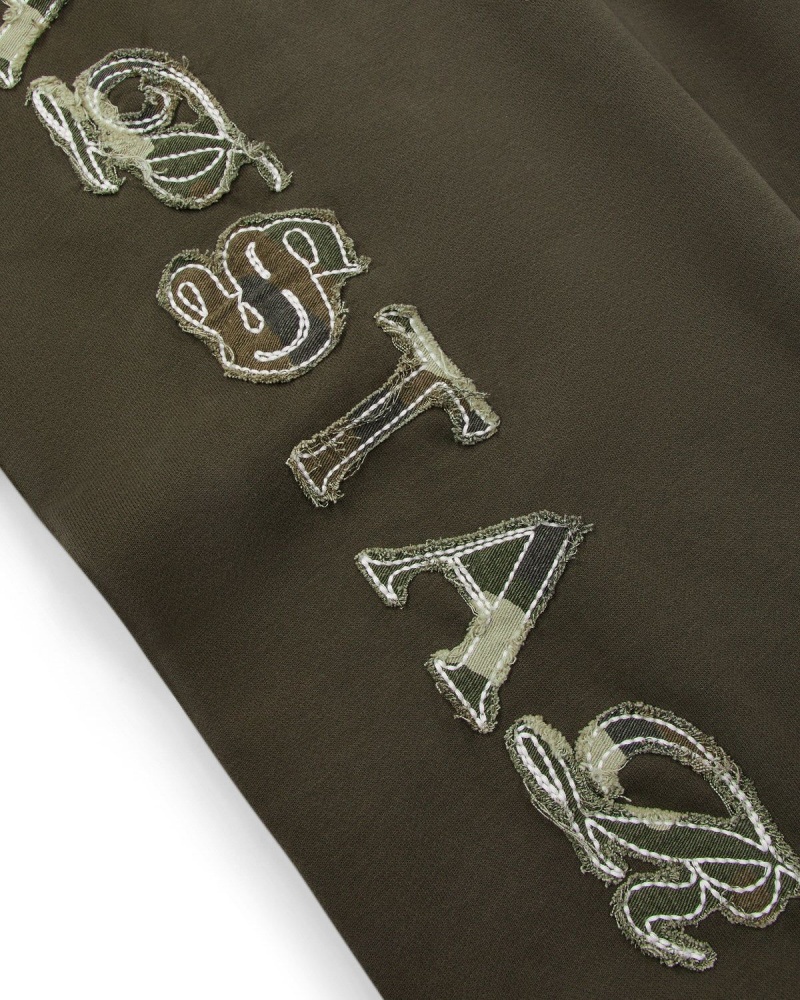 Trapstar Script Distressed Camo Applique Tracksuit Bottoms Khaki | LAYRMH-635