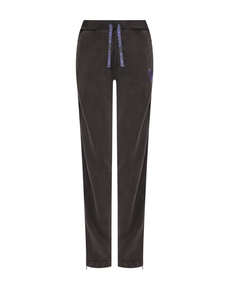 Trapstar Script Zip Leg Jogging Bottoms Black / Purple | PFMICT-817