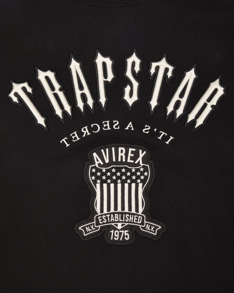 Trapstar Trapstar x Avirex Crew Sweater Black | IAQHGN-159