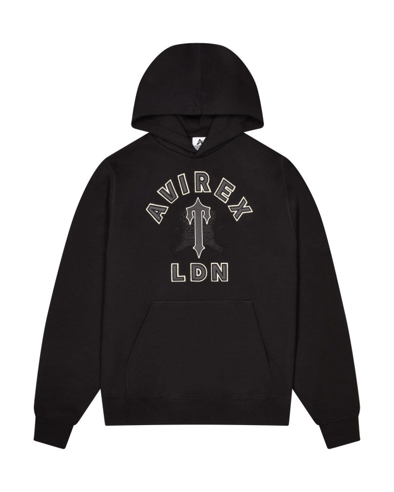 Trapstar Trapstar x Avirex Hoodie Black | IAUNVJ-960