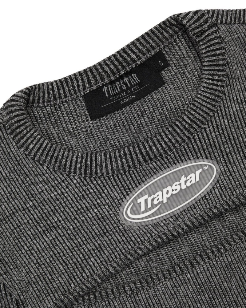 Trapstar Two Tone Ribbed LS Cut Out Top Black / White | OMKNBV-051