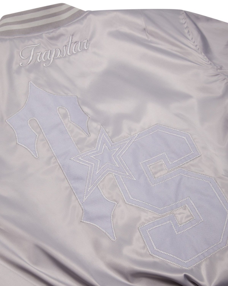 Trapstar Wildcard Stadium Jacket Silver | DHVKTX-174