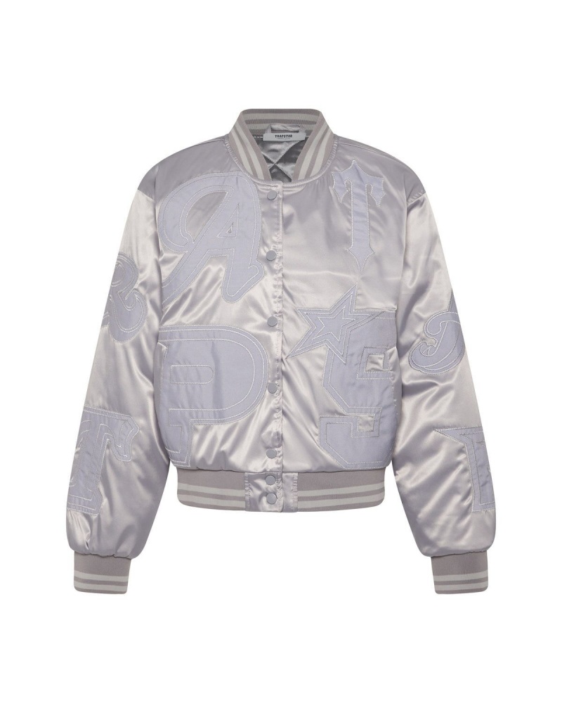 Trapstar Wildcard Stadium Jacket Silver | DHVKTX-174